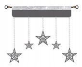 Firana świąteczna Boże Narodzenie Lambrekin GWIAZDKI szary glamur 150 cm