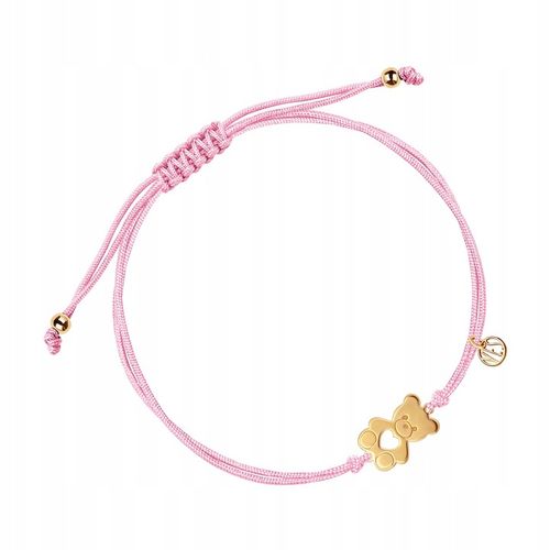 Bransoletka srebrna pozłacana na sznurku - miś - Hippie YES na Arena.pl