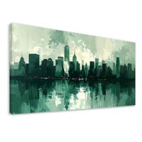 Obraz do salonu sypialni biura, Nowoczesne Miasto Budynki zielony