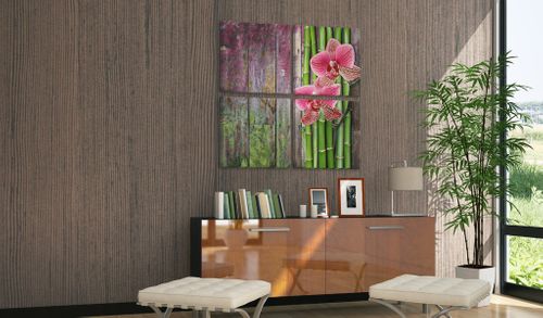 Obraz - Bambus i orchidea Rozmiar - 60x60 na Arena.pl