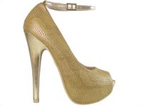 Szpilki na platformie z odkrytym palcem pasek w kostce 37