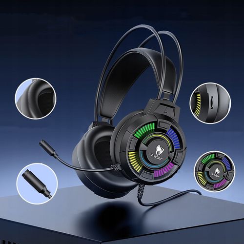 SŁUCHAWKI Z MIKROFONEM GAMINGOWE DO GRANIA DLA GRACZY NAUSZNE RGB USB 7.1 na Arena.pl
