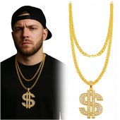 ŁAŃCUCH ZŁOTY DOLAR DOLARY GWIAZDA RAPU RAPER US NASZYJNIK $ GRUBY