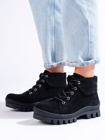 Czarne traperki damskie S.Barski Rozmiar: - 37