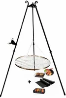 GRILL na OGNISKO nierdzewka ruszt 70cm trójnóg