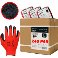 rękawice robocze mercator tech red+black latex - l - 240 par