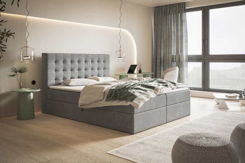 Kontynentalne łóżko tapicerowane Box II 180x200 pikowane wezgłowie na Arena.pl