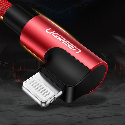 Kabel przewód kątowy iPhone Lightning - USB-A MFi 2.4A 1m - czerwony na Arena.pl