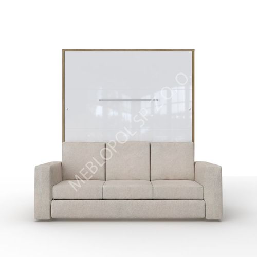 Półkotapczan MEBLOPOL 160V pionowy z sofą dąb country/biały połysk z LED na Arena.pl