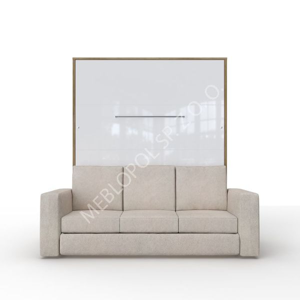 Półkotapczan MEBLOPOL 160V pionowy z sofą dąb country/biały połysk z LED zdjęcie 1