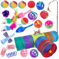 Zestaw Zabawki Dla Kota Ryba Mysz Wędka Duży Tunel Domek dla Kota 24 el XXL