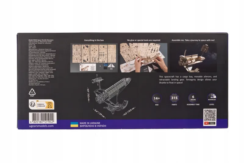 Puzzle 3D UGEARS Wahadłowiec NASA Discovery zdjęcie 9