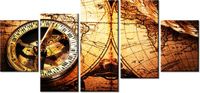 70CM 150CM OBRAZ 5 ELEM STARA MAPA ŚWIATA ŚCIENNY
