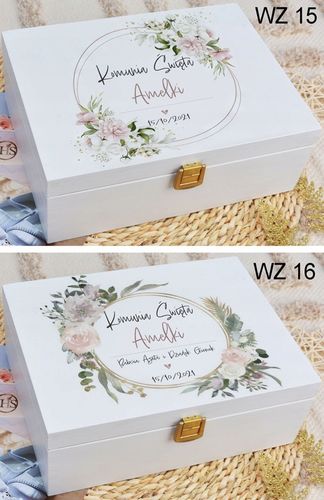 PUDEŁKO białe KOMUNIA prezent NADRUK pamiątka IMIĘ na Arena.pl