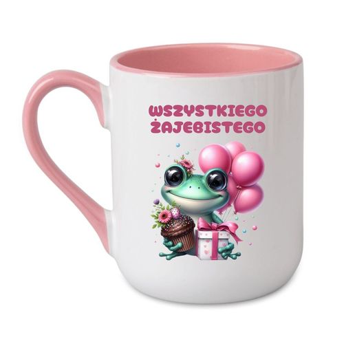 KUBEK „WSZYSTKIEGO ŻAJEBISTEGO” Wzór - Elegant Coffee Różowy 330 ml na Arena.pl