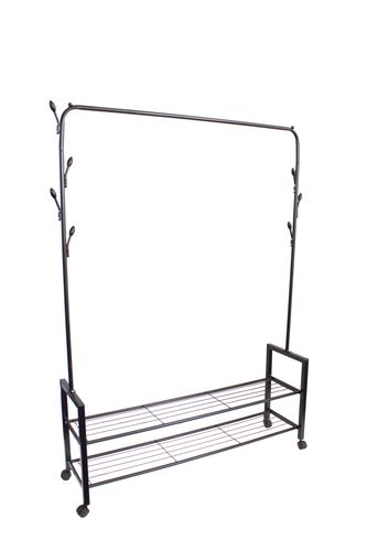 Wieszak stojący z 2 półkami stojak z kółkami na odzież na Arena.pl