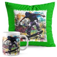 ZESTAW KUBEK + PODUSZKA ZIELONA - DESKOROLKA SKATE SPORT OLLIE