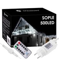 Kurtyna świetlna z pilotem 500 led girlanda, lampki wewnętrzno-zewnętrzne sople zimny biały