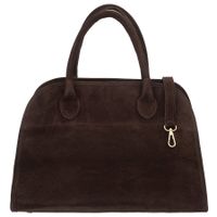 VERA PELLE torebka damska zamszowa klasyczna duża z paskiem V675 c.brązowa