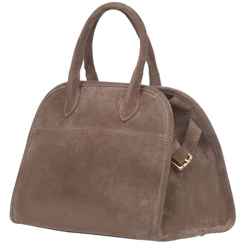 VERA PELLE torebka damska zamszowa klasyczna mała z paskiem V696 taupe na Arena.pl