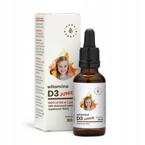 Witamina D3 800 IU Junior krople 30 ml Aura Herbals zdjęcie 2