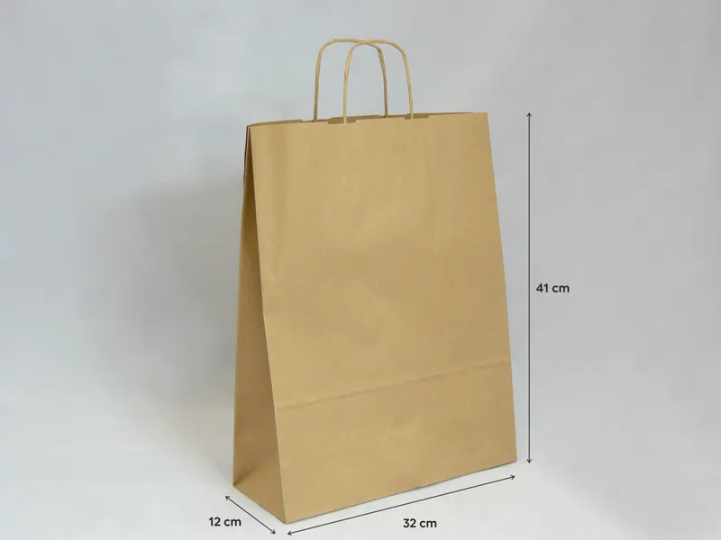 Torba papierowa beżowa 32 x 12 x 41 cm zdjęcie 1