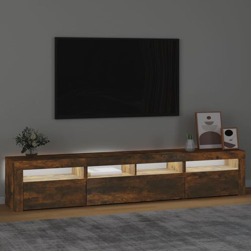 Szafka pod TV z oświetleniem LED, przydymiony dąb, 210x35x40 cm na Arena.pl