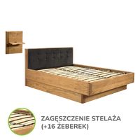 Łóżko dębowe Orio z zagęszczonym stelażem 160x200 + panel lewy