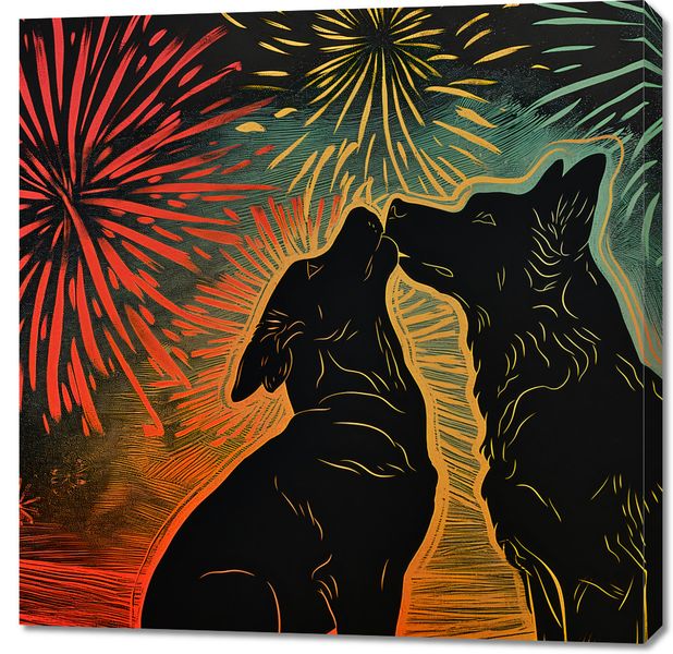 Obraz 90x90cm Psi Uścisk zdjęcie 1