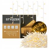 LAMPKI ZEWNĘTRZNE Sople KURTYNA Girlanda 500 LED Ciepły biały + FLASH