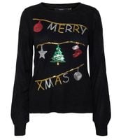 Vero Moda sweter świąteczny CZARNY cekiny XXS