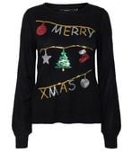 Vero Moda sweter świąteczny CZARNY cekiny XXS