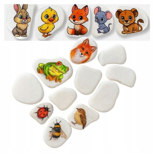 KAMIENIE DO MALOWANIA DLA DZIECI BIAŁE PŁASKIE 4-6CM GŁADKIE ZESTAW na Arena.pl