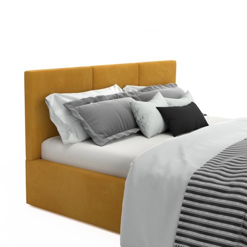 ŁÓŻKO TAPICEROWANE DO SYPIALNI 160x200 ŁÓŻKO PODWÓJNE Z POJEMNIKIEM ŻÓŁTE na Arena.pl