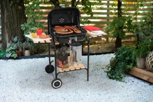GRIL GRILL OGRODOWY Z POKRYWĄ KOŁAMI BBQ 40X45CM na Arena.pl