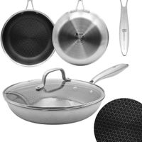 PATELNIA STALOWA Z POKRYWKĄ 26cm POWŁOKA PLASTER MIODU 5555