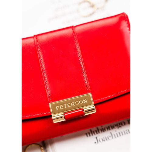czerwony, poziomy portfel damski wykonany ze skóry ekologicznej - peterson na Arena.pl
