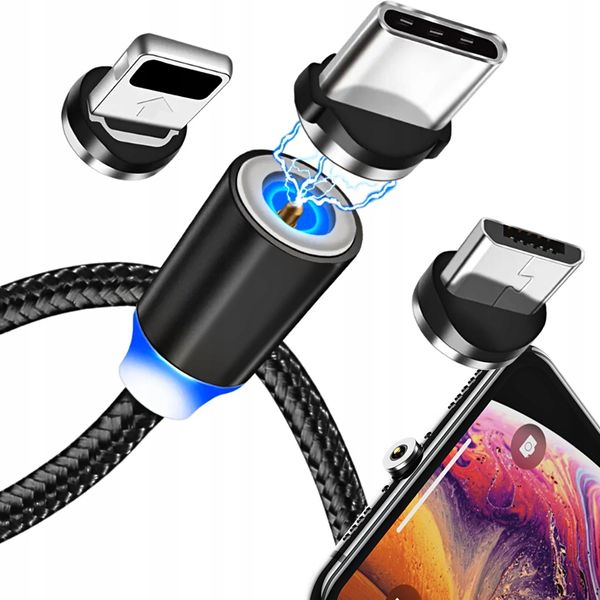 KABEL MAGNETYCZNY 3w1 MICRO TYP-C do IPHONE USB-C zdjęcie 1