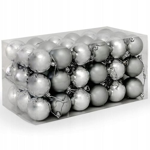 BOMBKI CHOINKOWE 6cm 54 SZT BOMBKA ZESTAW SREBRNE na Arena.pl