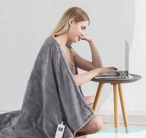 DUŻY 160x120 Koc Elektryczny Pluszowy Mata grzewcza Pilot LCD Timer 160W na Arena.pl