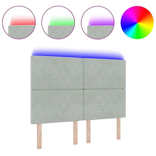 Wezgłowie LED Ze LED Lights Argyle Jasnoszary 80 cm Aksamit na Arena.pl