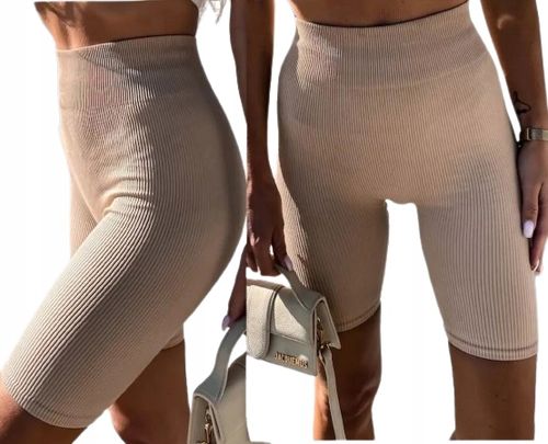 Prążkowane Kolarki Legginsy z Wysokim Stanem Fit Getry L/XL na Arena.pl