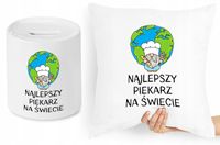 Dla Piekarza Zestaw Poduszka + Skarbonka Prezent Z Nadrukiem Ze Zdjęciem