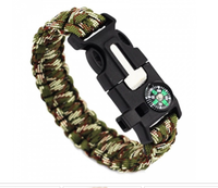 BRANSOLETKA PARACORD 5w1 KRZESIWO NÓŻ KOMPAS GWIZDEK