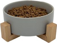 Miska Ceramiczna dla Psa Kota z Bambusową Podstawką Szara 480ml