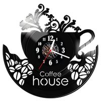 Zegar ścienny z płyty winylowej Coffee house 1850.14
