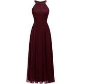 Dressystar Suknia z Koronką i Szyfonem bez Rękawów Burgundowa XL