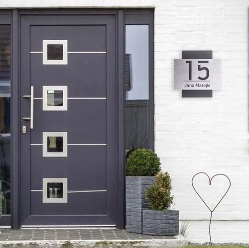 NOWOCZESNA TABLICZKA ADRESOWA Z NUMEREM DOMU ALUMINIUM 32x32cm NUMER NA DOM na Arena.pl