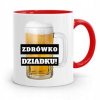 Kubek Czerwony Na Dzień Dziadka Zdrówko Dziadku! Z Nadrukiem Ze Zdjęciem