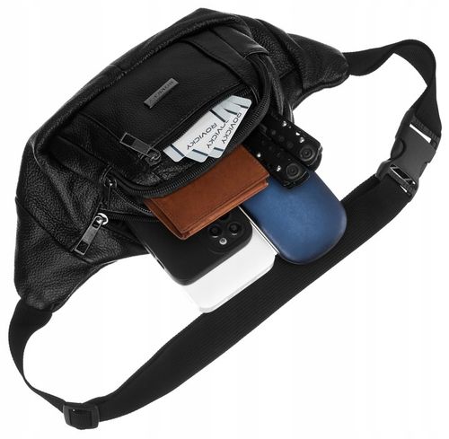 Saszetka męska nerka elegancka ze skóry naturalnej na pasku skórzana na Arena.pl